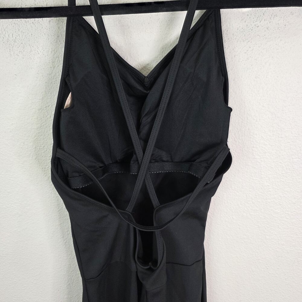 Women's Amazon Black Skinny Leg Yoga Jumpsuit Crossback Size Small Padded - Picture 3 of 5